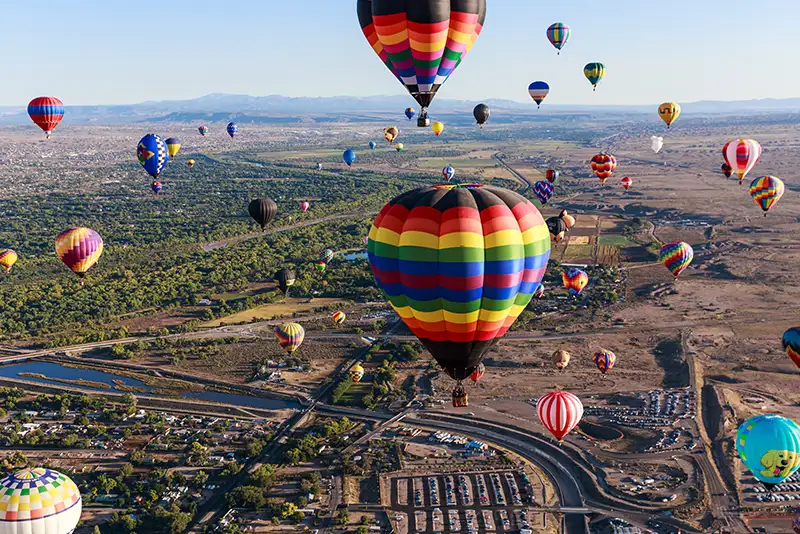 Albuquerque Balloon Fiesta takes place in October each year drawing many visitors from around the world